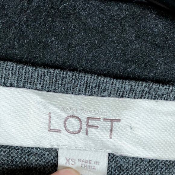 Ann Taylor LOFT Womens Sweater Gray Cardigan Wool Blend Waterfall Open Front XS - Picture 6 of 12